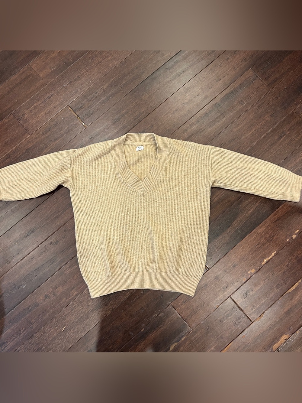 COTTON:ON - Tan V-Neck Oversized Ribbed Sweater